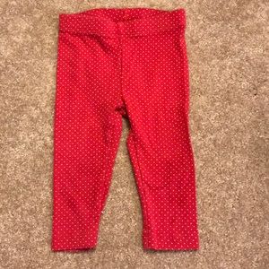 Red/white dot size 2 Tea leggings
